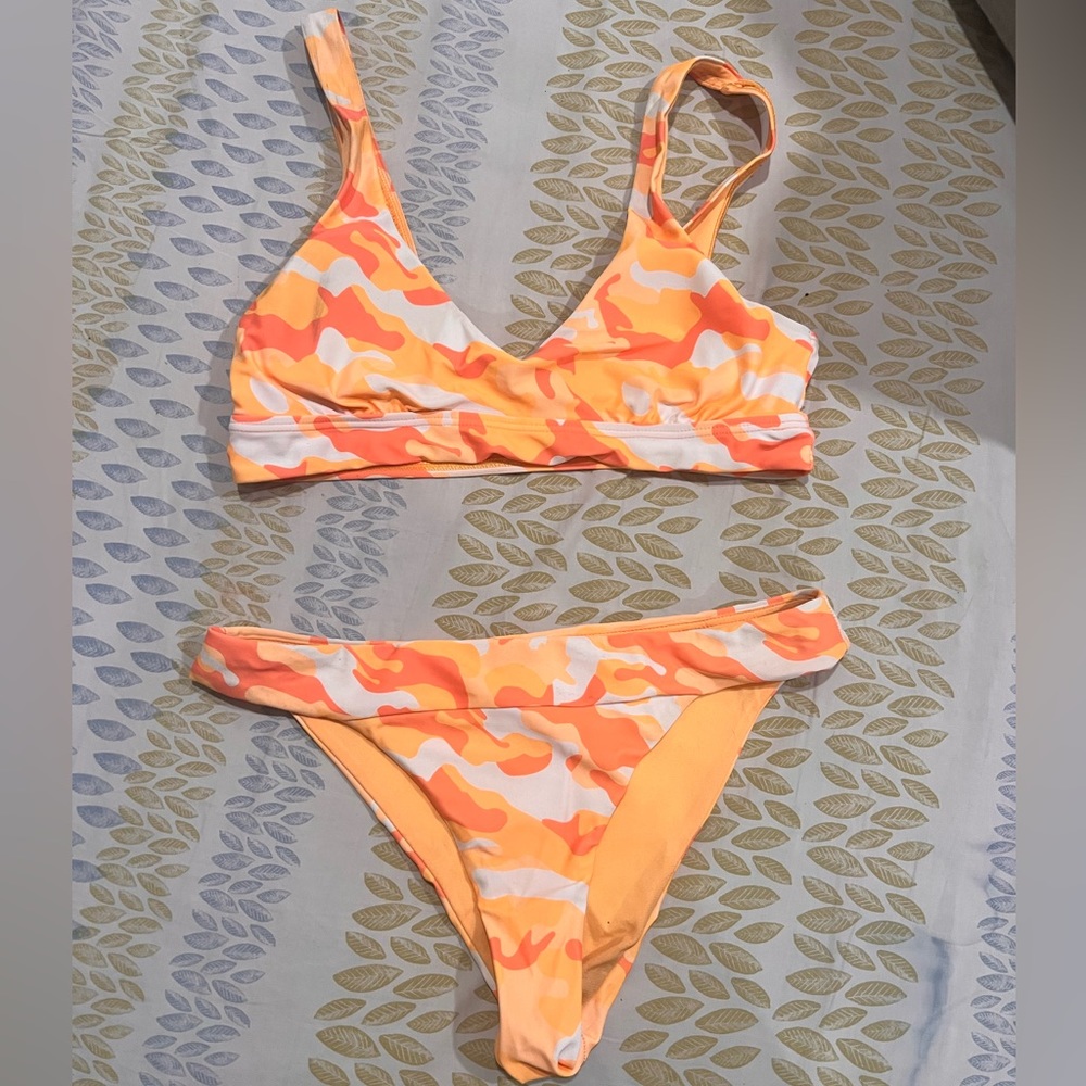 Orange Camo two piece swimsuit